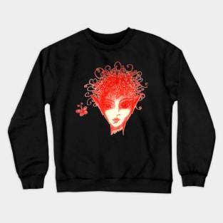 Red Elf Looking at a Butterfly Crewneck Sweatshirt